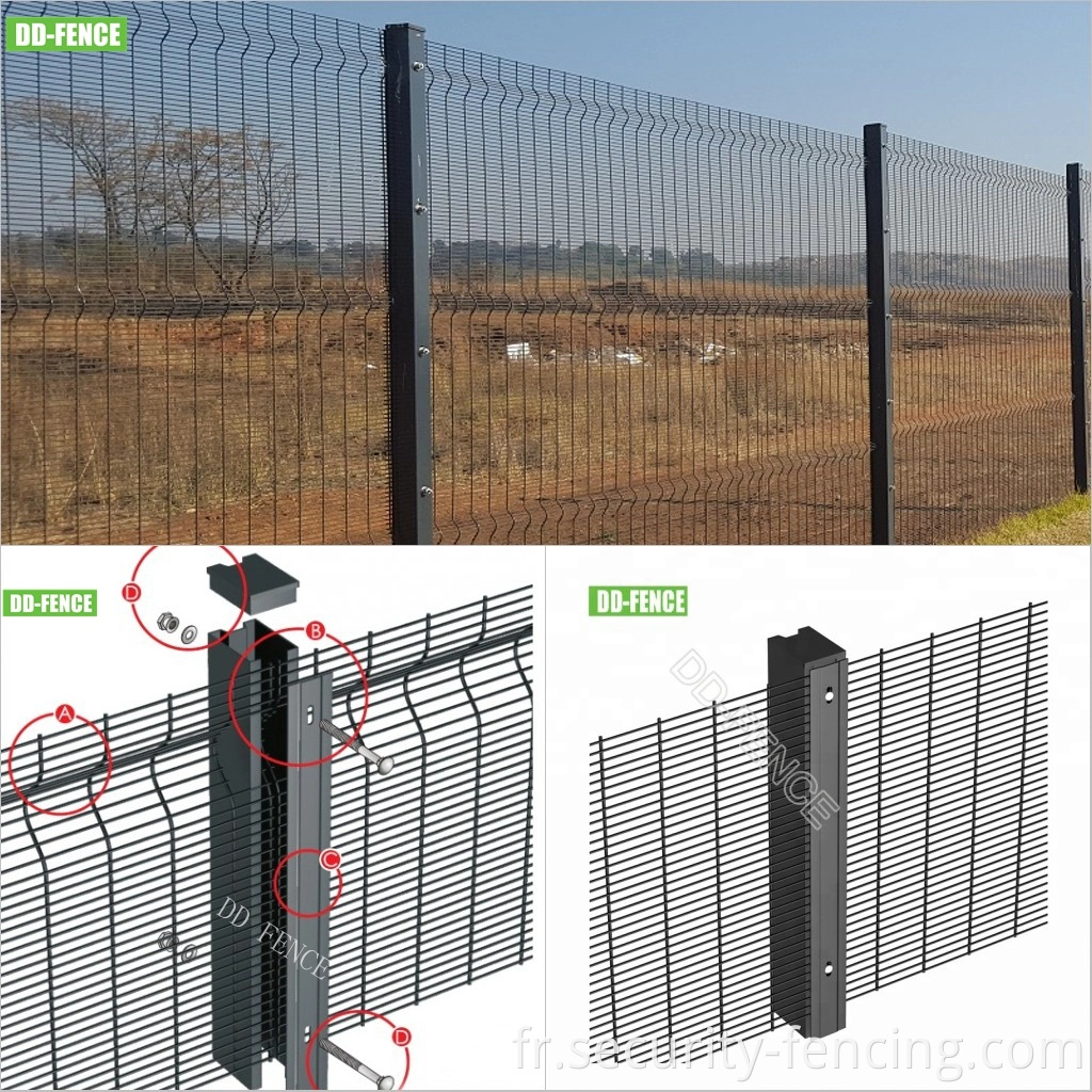 Mesh soudé galvanisé 358 clôture anti-montée anti-montée pour la haute sécurité pour la frontière de la frontière de la frontière de la frontière